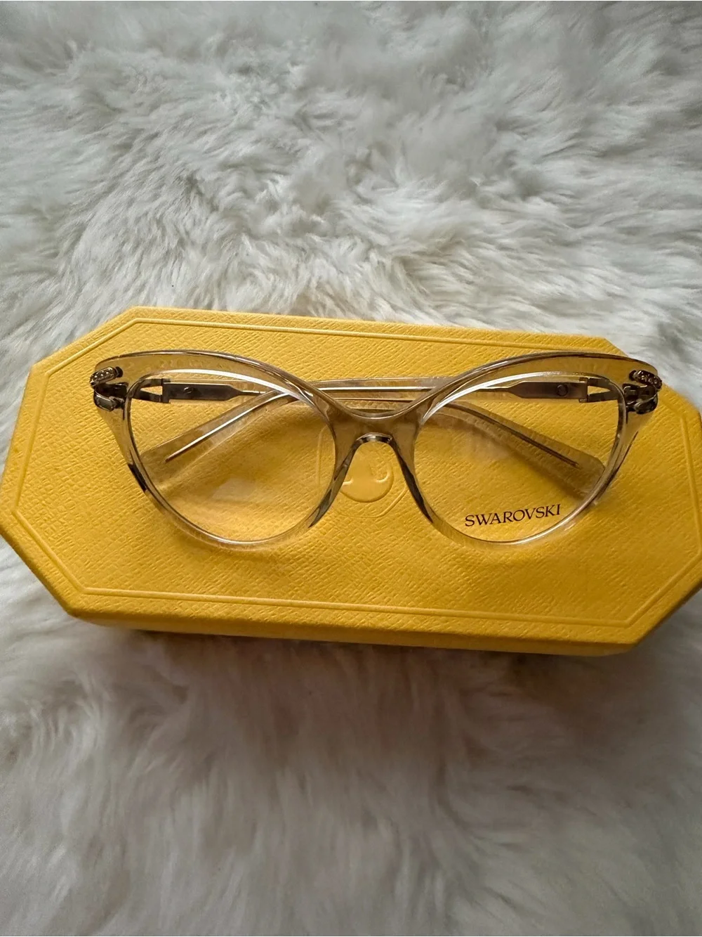 New! Swarovski Clear Crystal-Trim Cat Eye Eyeglasses